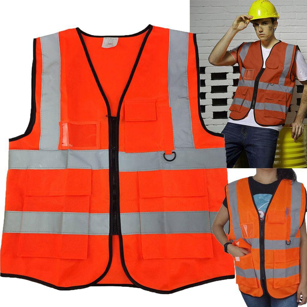 Colete Sinalizador Faixa Refletiva Blusao Fluorescente Obra EPI Segurança Trabalho Obra Transito Construçao