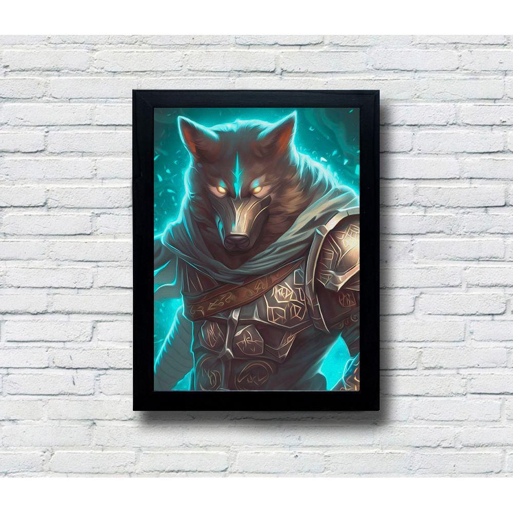 Quadro Decorativo MDF Lobo Guerreiro