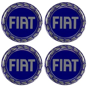 Jogo Emblema Calota Cromado Azul Liso 48mm Fiat 2003 a 2006