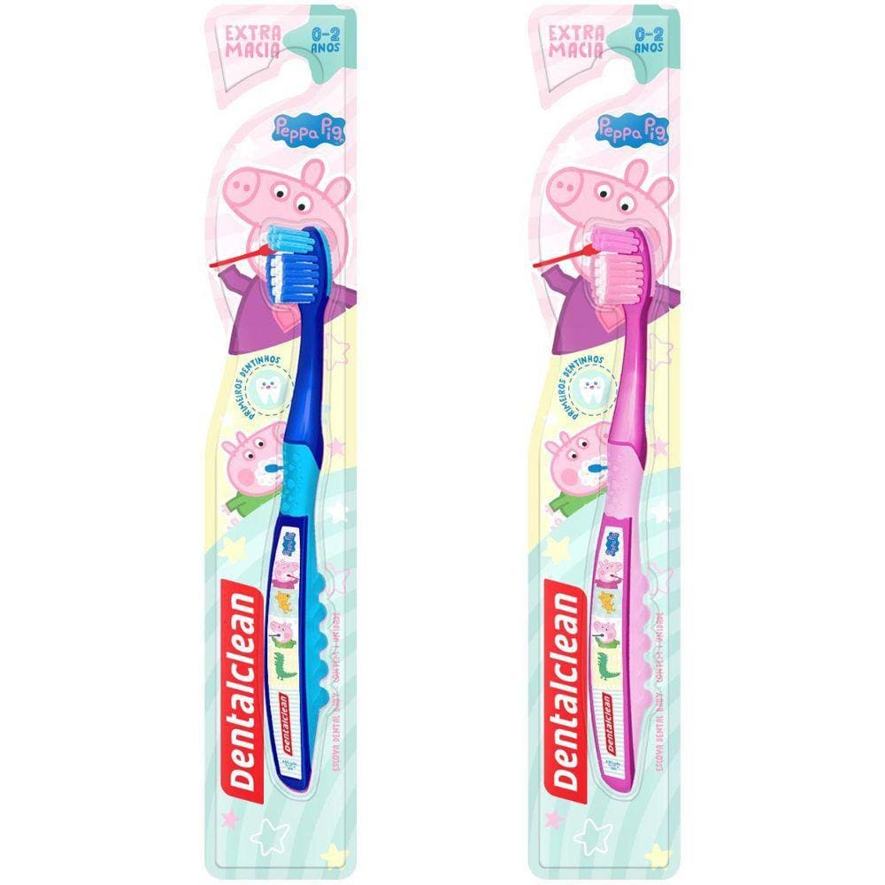 2X Escova De Dente Baby - Peppa Pig - 0-2 Anos - Rosa E Azul