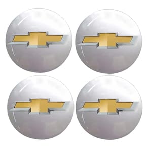 Jogo Emblema Calota Cromado Dourado 48mm Chevrolet