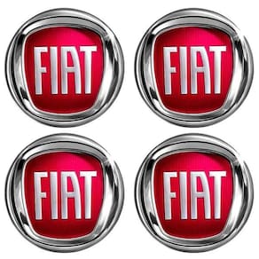 Jogo Emblema Calota Cromado Vermelho 48mm Fiat 2006