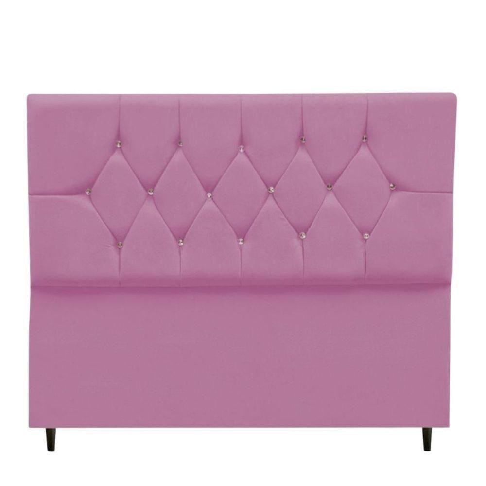Cabeceira Cama Box Solteiro 90 Cm Geovana Suede Rosê