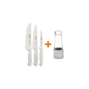 Kit - Faqueiro Premium 3 Peças + 1 Moedor De Sal Ou Pimenta Em Acrílico E Inox - Tramontina