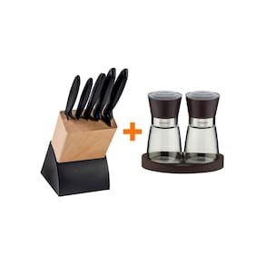 Kit - Faqueiro Plenus 6 Peças + 1 Moedor De Sal E Pimenta Em Cerâmica E Vidro - Tramontina