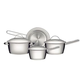 Jogo De Panelas Allegra Em Aço Inox Com Fundo Triplo E Tampas De Inox 4 Peças - Tramontina