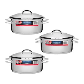 Kit - 3 Panelas Aço Inox Fundo Triplo Solar 4,7l Pit 1 - Tramontina