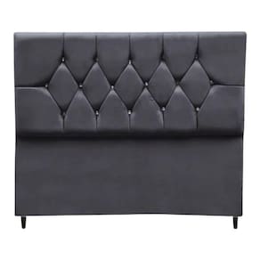 Cabeceira Estofada Casal 140 Cm Geovana Suede Cinza Escuro