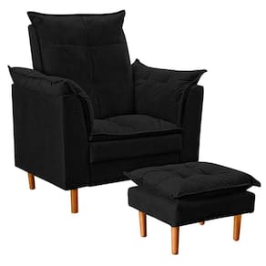 Poltrona De Amamentação Celine Com Puff Suede Preto