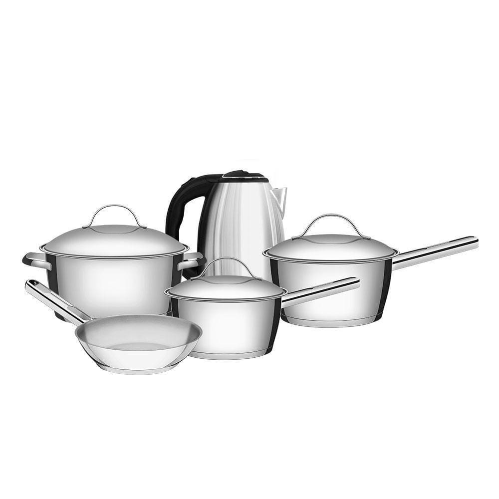 Conjunto De Panelas Allegra Inox 4 Peças E Chaleira Elétrica Ech01 1,8l 220v - Eos 220v