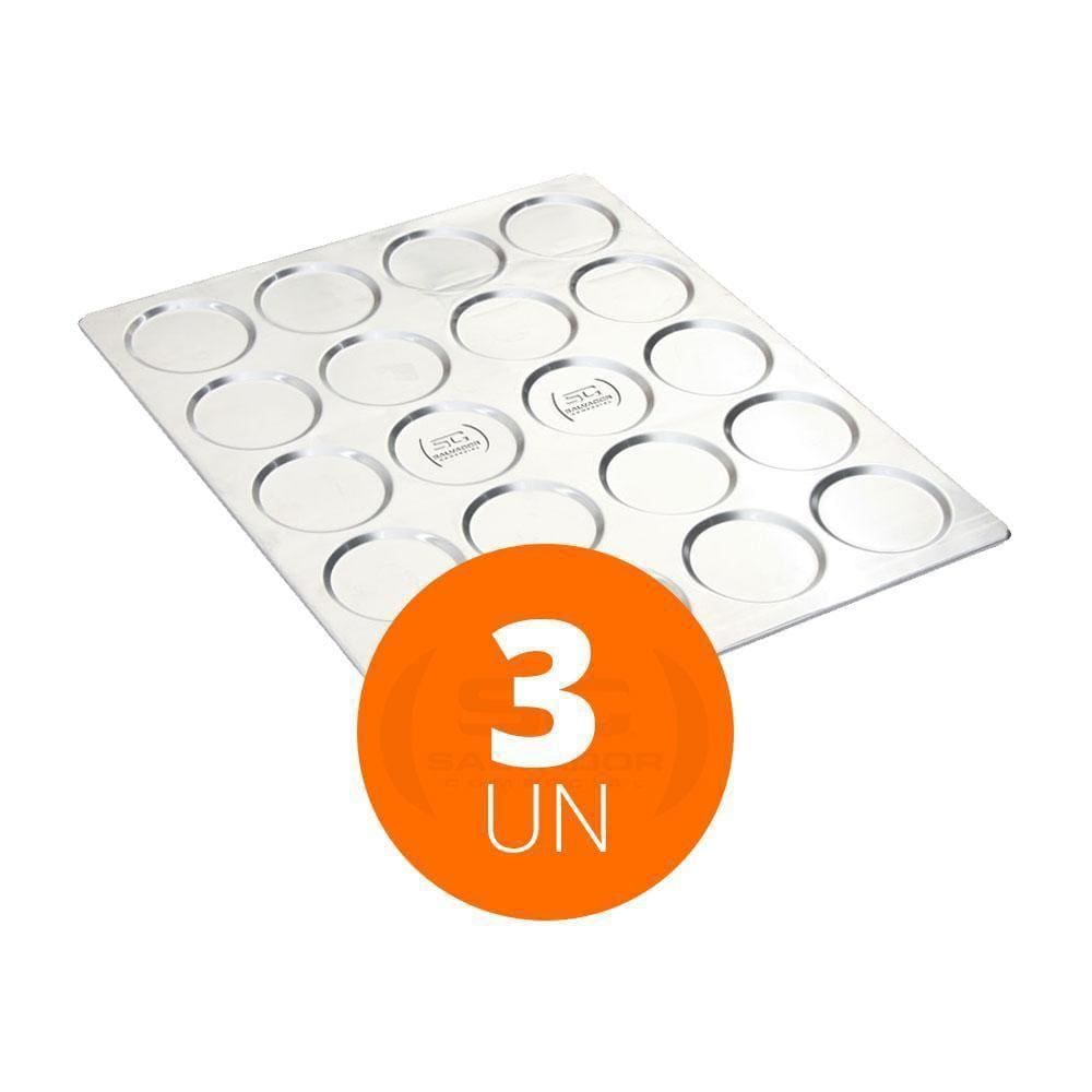 Kit - 3 Assadeiras Pão De Hamburguer 20 Cavidades Alumínio 58x70 Aph20 - Imeca