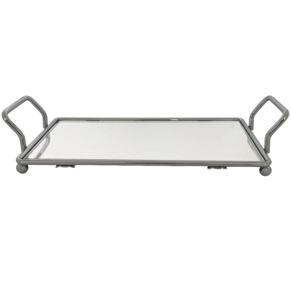 Bandeja Decorativa Espelhada para Aparador Banheiro Bar Perfumes Aço Inox Duler 10,5 x 24cm