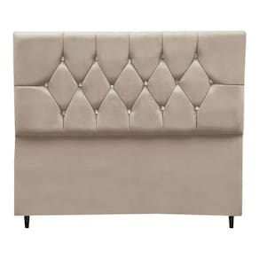 Cabeceira Cama Box Estofada King 195 Cm Geovana Suede Bege