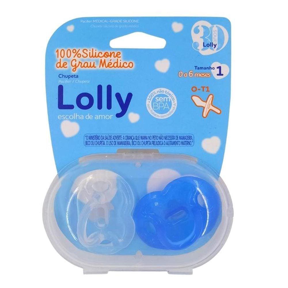 Kit 2 Chupetas - Silicone - 0-6m - Azul - Lolly Kinddy