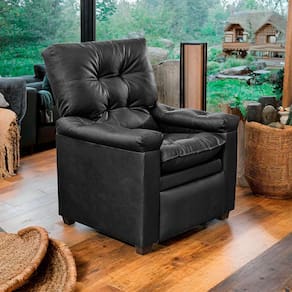 Poltrona Reclinável Imperador Couro Sintético Preto  - SOFA STORE