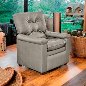 Poltrona Reclinável Imperador Couro Sintético Bege Areia  - SOFA STORE