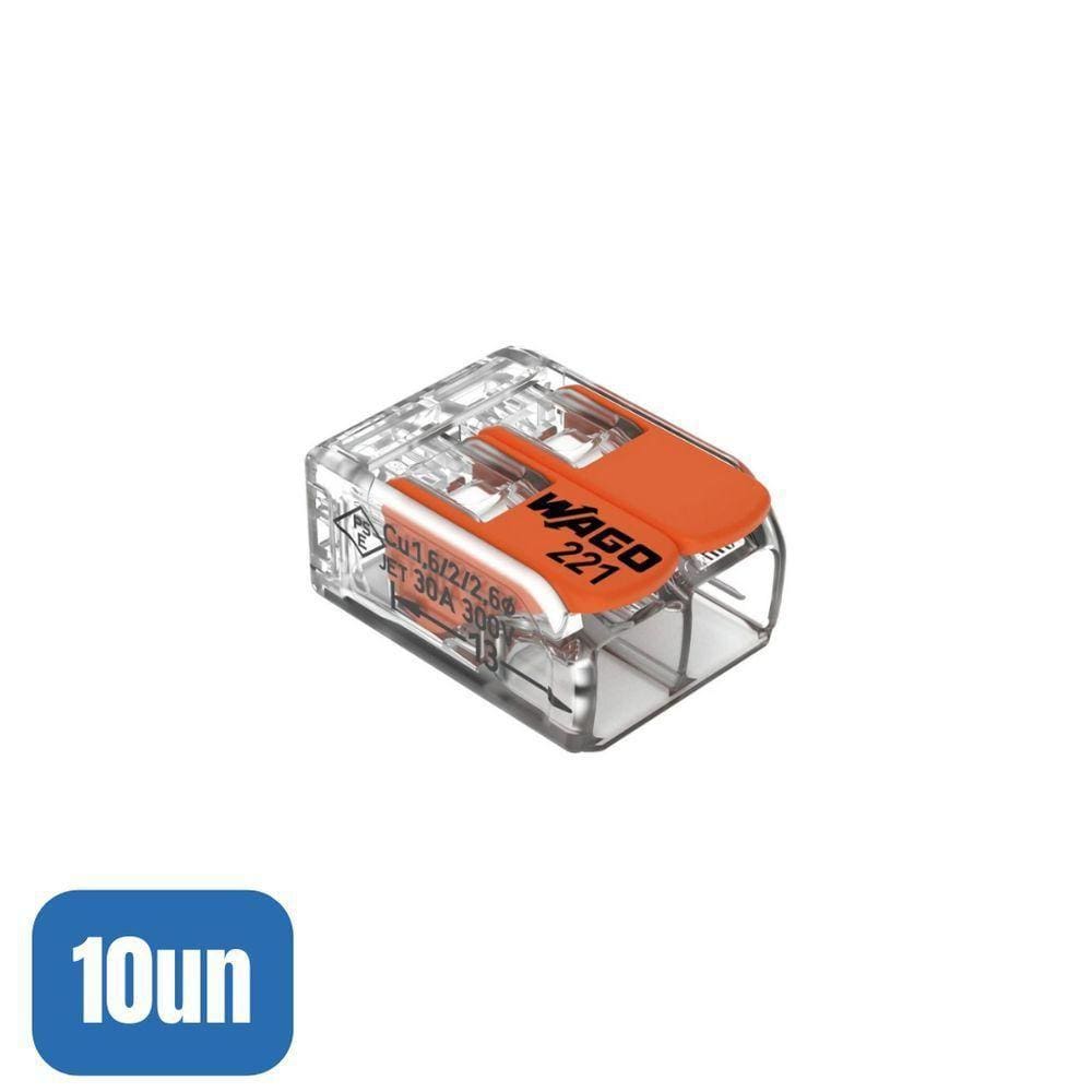 10 Conectores Automáticos Até 6,0mm 2 Polos 41a 221-612 - Wago