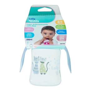 Copo Antivazamento com Alça - 250ml - Zoo - Azul - Lolly Kinddy