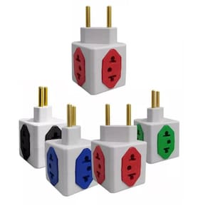 Kit 03 Adaptador de Tomada Cubo Colorido 4 Entradas 10A  20A