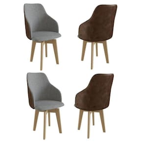 Kit 4 Cadeiras Giratórias para Sala de Jantar Anne Yescasa Cinza/Marrom