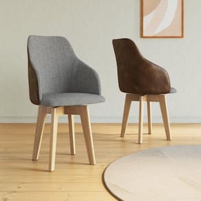 Kit 2 Cadeiras Giratórias para Sala de Jantar Anne Yescasa Cinza/Marrom