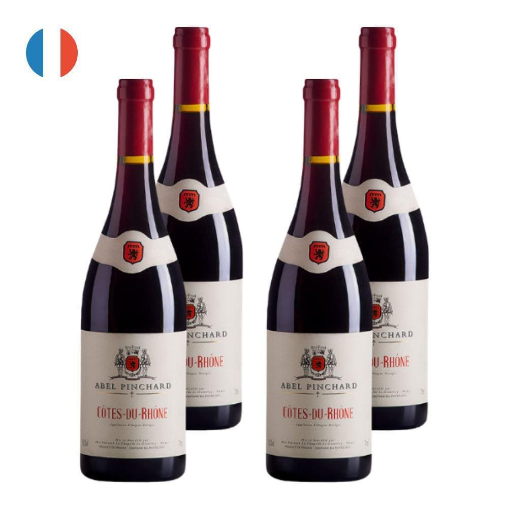 Kit 4 Vinhos Côtes-du-Rhône Abel Pinchard Tinto França 750ml