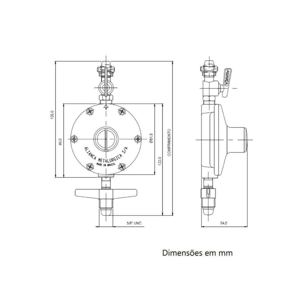 Regulador 506/01 2 Kg/h + Mangueira 120cm - Aliança