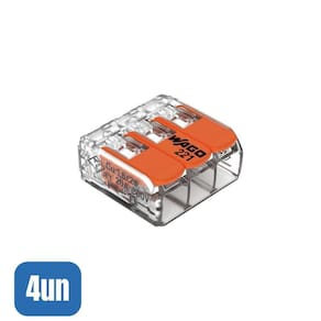 4 Conectores Emenda 4mm 3 Polos 221-413 - Wago