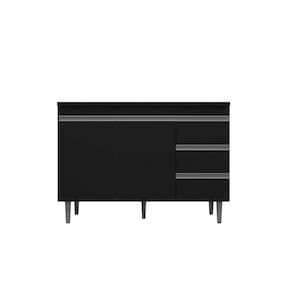 Balcão Armário de Cozinha Andréia 120cm Preto S/ Tampo - AJL Móveis