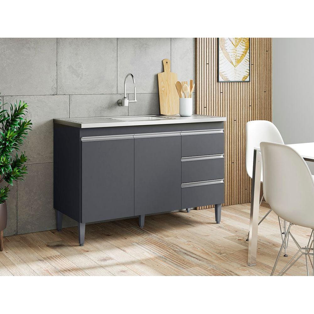 Gabinete de Pia Andréia 120cm Cinza S/ Tampo - AJL Móveis