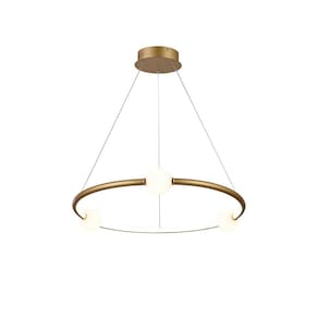 Pendente Anel com Globos Dourado 62cm Led 40W 4000K Bivolt