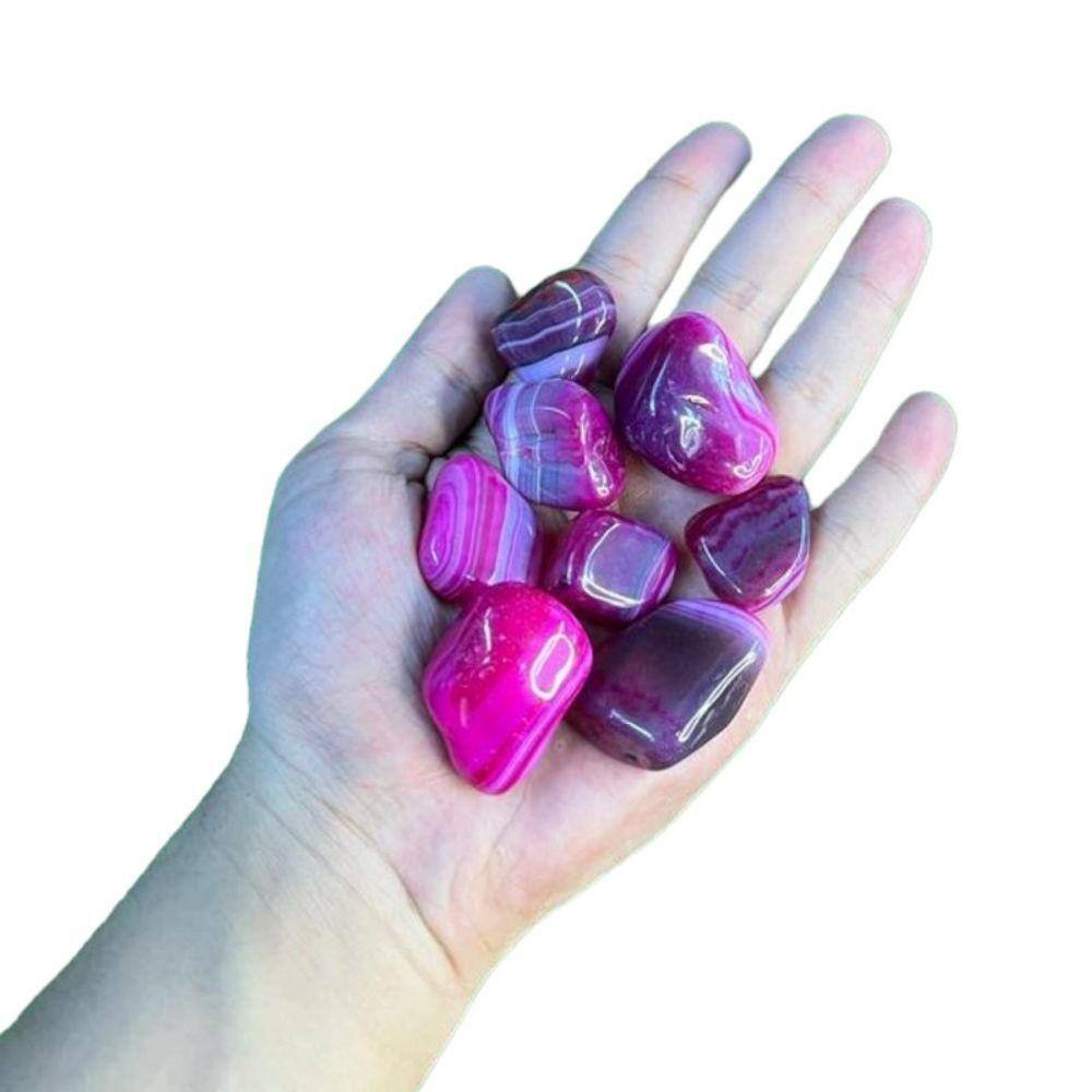 Pedra Rolada Ágata Rosa 2 a 3 cm Pacote 200g
