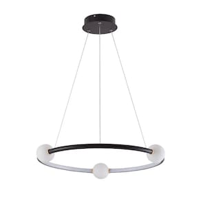Pendente Anel com Globos Preto 62cm Led 40W 4000K Bivolt