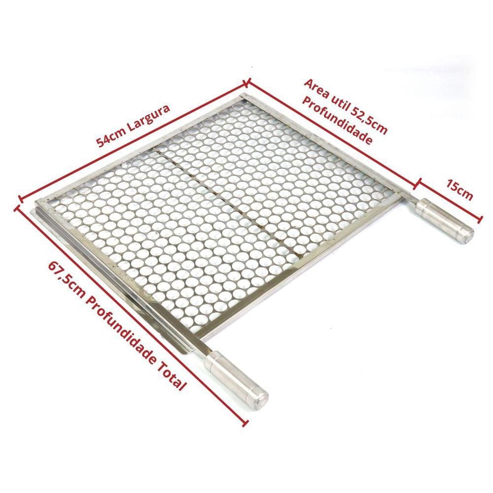 Grelha Moeda Inox Chapa Grossa C/Aba 54×52,5 cm.