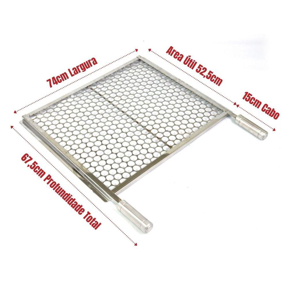 Grelha Moeda Inox Chapa Grossa C/Aba 74×52,5cm.
