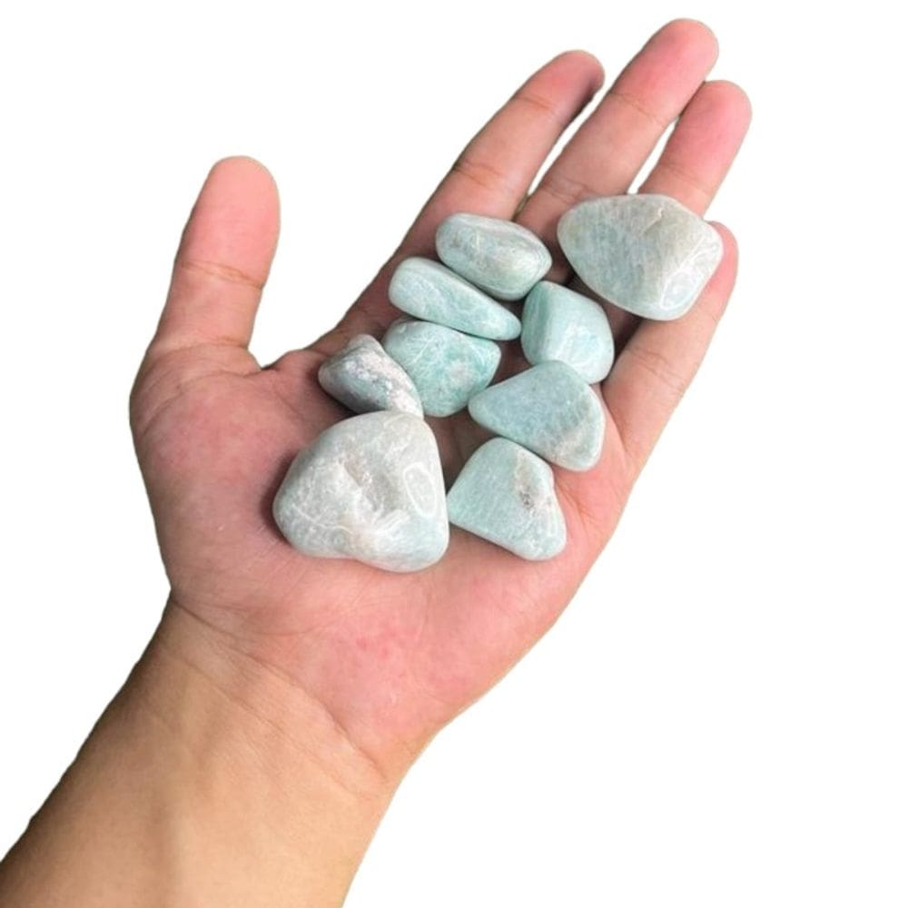 Pedra Rolada Cristal Amazonita 3 a 4 cm Pacote 200g