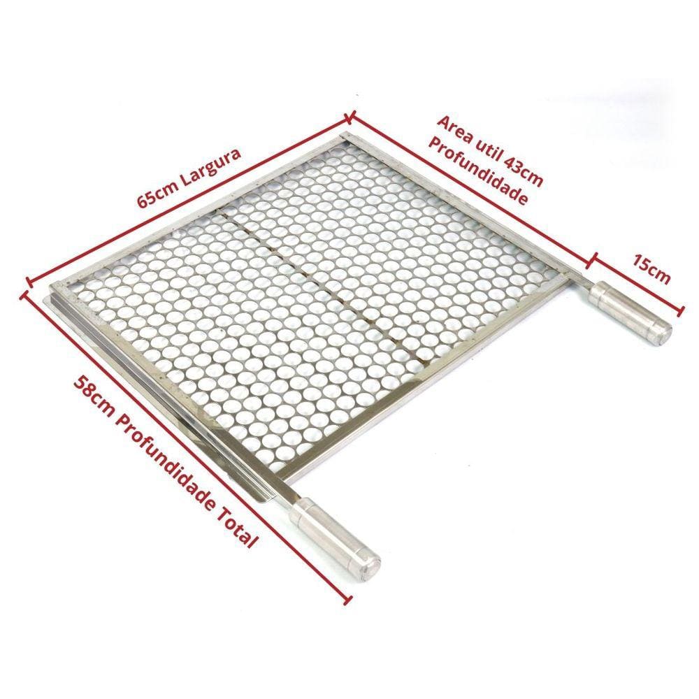 Grelha Moeda Inox Chapa Grossa C/Aba 65×43cm