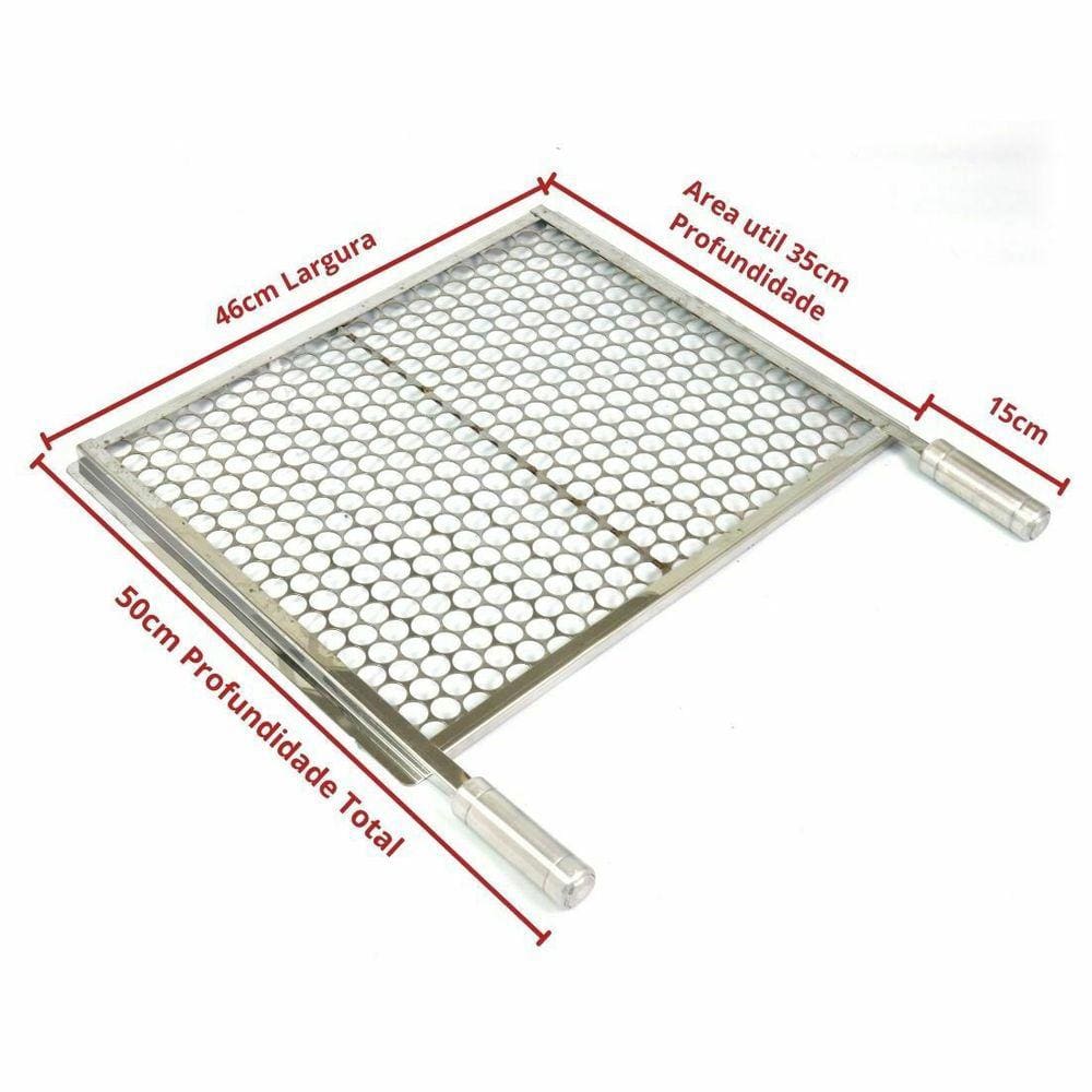 Grelha Moeda Inox Chapa Grossa C/Aba 46×35cm