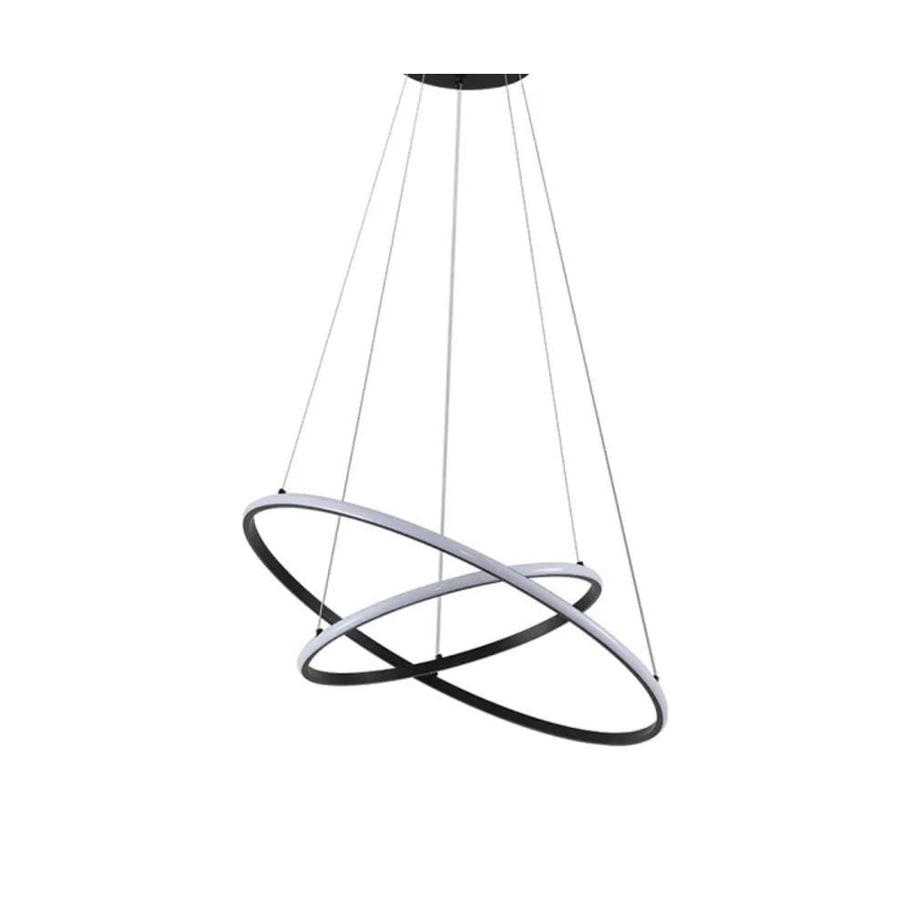 Pendente 2 Anéis Inverse Preto 60cm Led 48W Bivolt