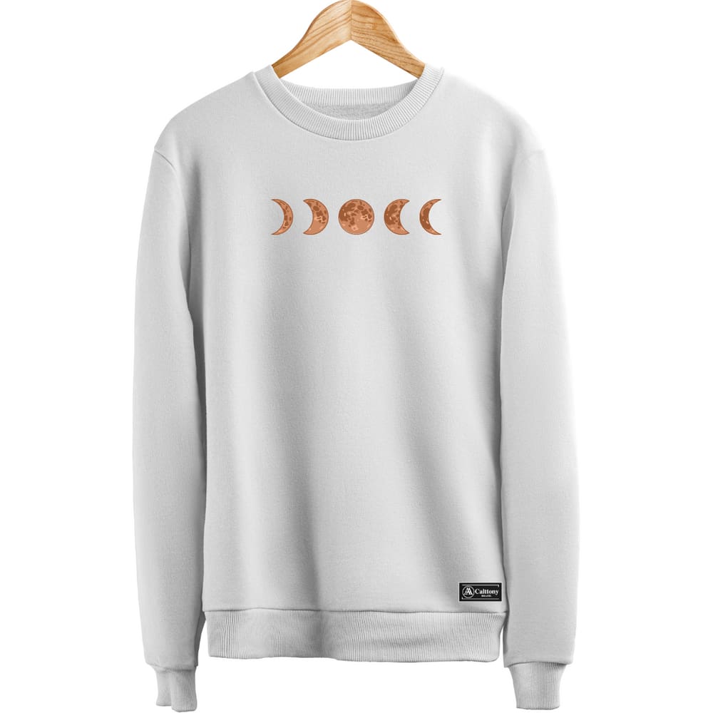 Blusão Moletom Fases da Lua Masculino Personalizado sem Capuz gola Redonda