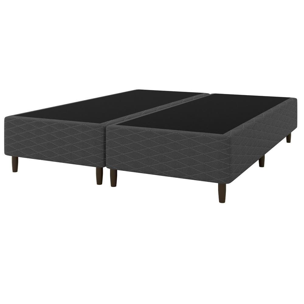 Base Cama Box para Colchão Casal King 193x203cm Flávia Cinza Umaflex