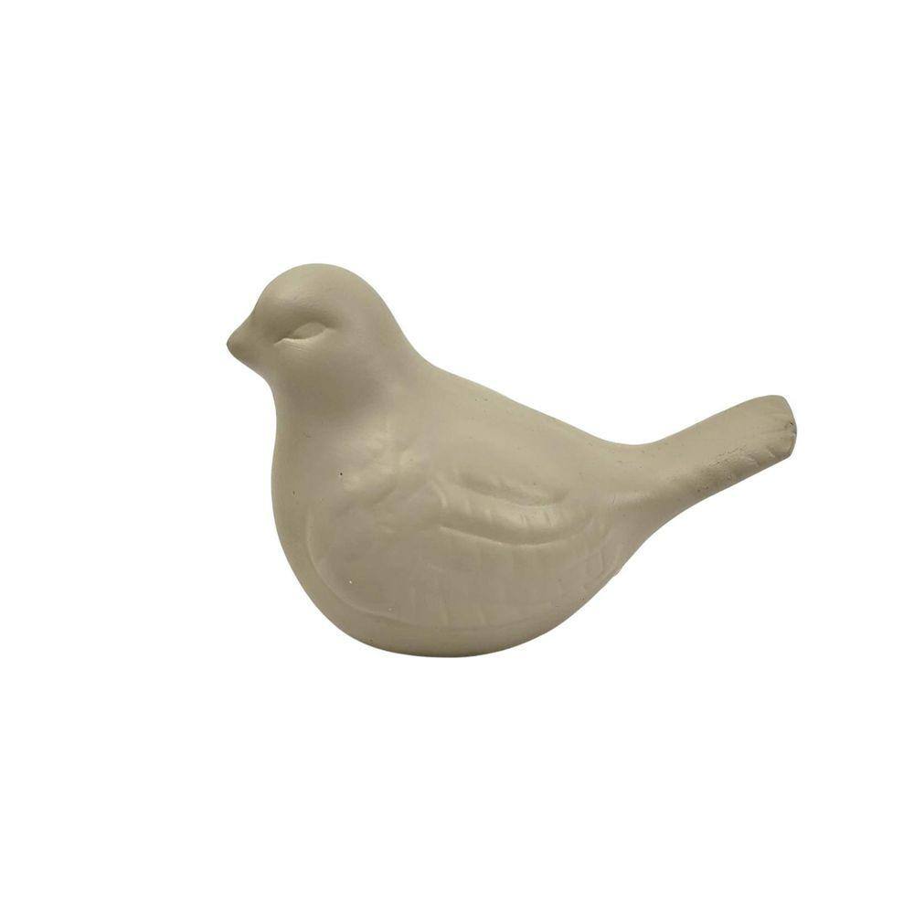 Enfeite Pássaro Cinza Fosco 9X13X7Cm Decoração Cerâmica