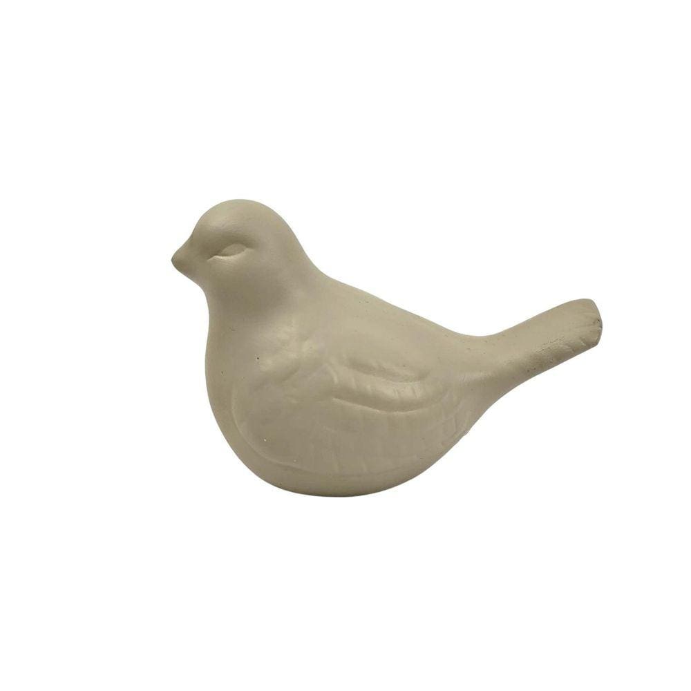 Enfeite Pássaro Cinza Fosco 9X13X7Cm Decoração Cerâmica