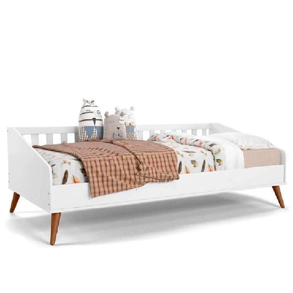 Cama Infantil Babá Retrô 100% MDF Cor Branco Soft com Eco Wood - Matic Móveis