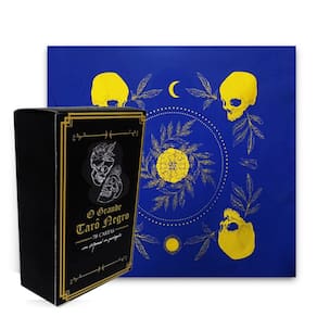 Kit Tarô Toalha Brilho Azul/Dourado e O Grande Taro Negro