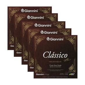 Kit 5 Encordoamento Violão Nylon Clássico Bronze 65/35 GENWXPA Extra Pesada