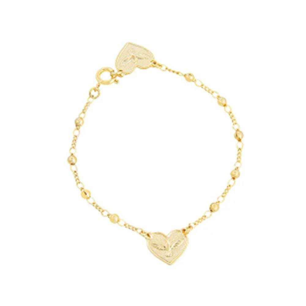 Pulseira Coração Espírito Santo Folheada a Ouro 18K