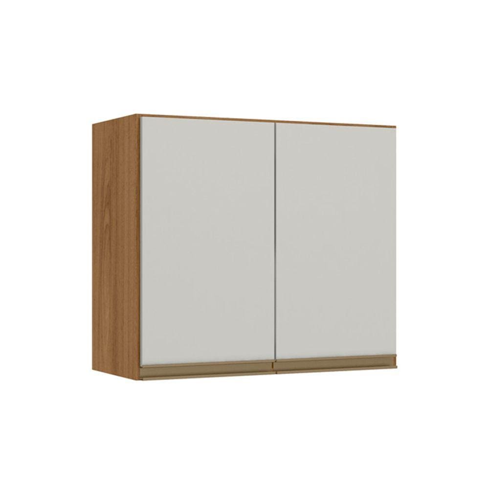 Armário de Cozinha Aéreo Karen 2 Portas 70cm CorNature e Off White - Peternella Móveis