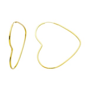 Brinco Ouro 18k 750 Argola Coracão Adulto 2.5cm