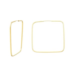 Brinco Ouro 18k Argola Quadrado Adulto Grande 3cm